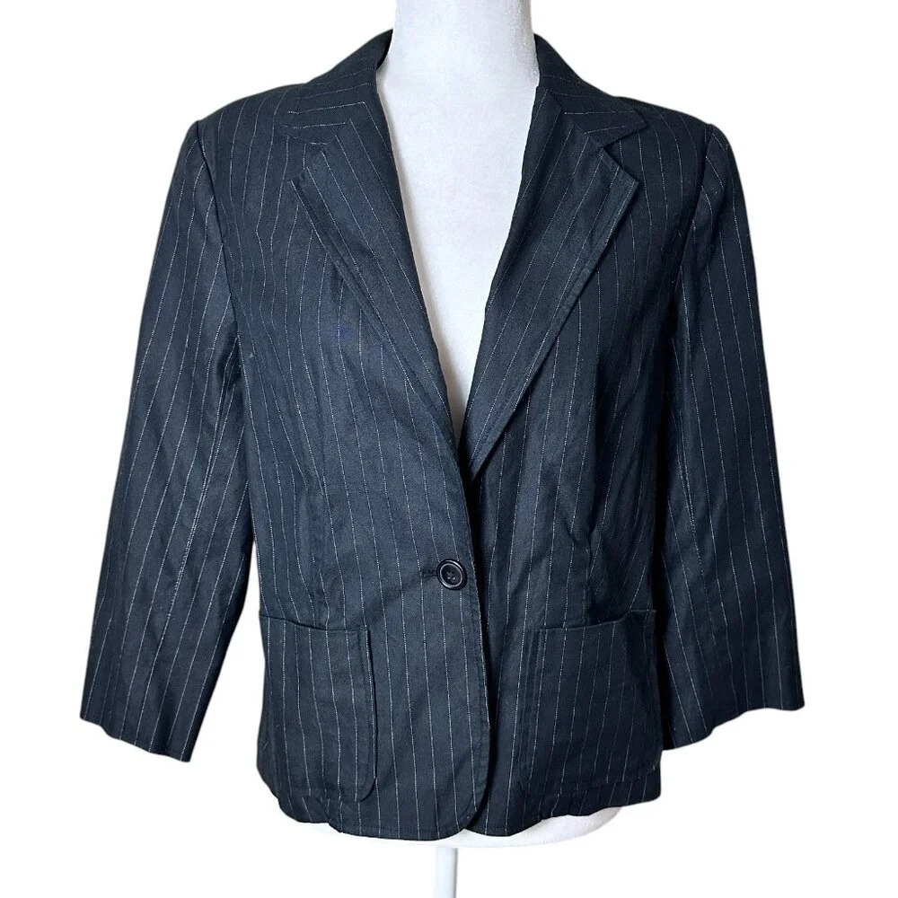 MOSSIMO Pinstripe Cropped Sleeve Blazer Size Large